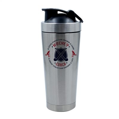 500ml Aluminium Shaker Bottle for Supplement Shakes - Easy Clean, Durable Cup Hockey Coach Gift, A Good Coach Can Change a Life, Best Coach Gift, Hockey Game Gift, Christmas. (Silver)