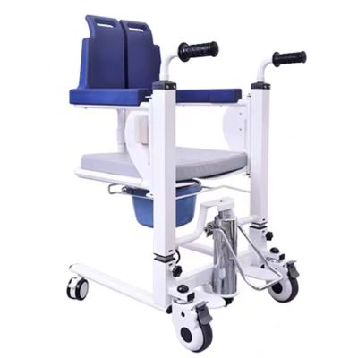 BLOHDI Toilet chair Hydraulic Patient Lift, Bath Chair with Toilet for the Elderly Disabled, Easy Transfer to Toilet and Bathroom, Raised Backrest, with Removable Cushion and Commode