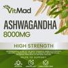 Ashwagandha 8000mg, Pure High Strength Ashwagandha Root Extract Withanolides, Mood, Stress, Anxiety, 90 Vegan Capsules view 3