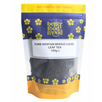 Better Food Mood Pure Kenyan Tea Loose Leaf 100g | Authentic and Pure Kenyan Tea Grown on the Highlands of Kenya | Sourced from Small Scale Farmers (Whole Leaf)