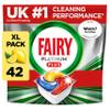 Fairy Platinum Plus Dishwasher Tablets  42 Pack, Lemon, Anti-Dull Technology view 1