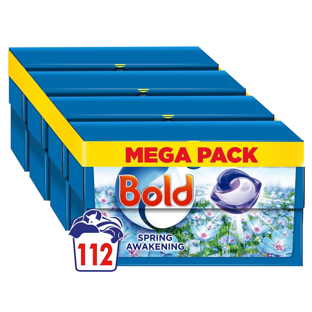 Bold All-in-1 PODS Washing Liquid Capsules 112( 4x28) Washes, Spring Awakening Washing Detergent, For Brilliant Clean With Built-In Fabric Softener