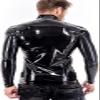 Men's Black Latex T-Shirt Rubber Top Rubber Jacket with Front Zip,Rot,XS view 2