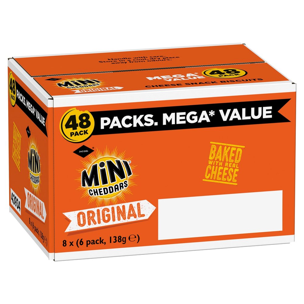 JACOB'S Mini Cheddars Original 6 x 23 g (Pack of 8)