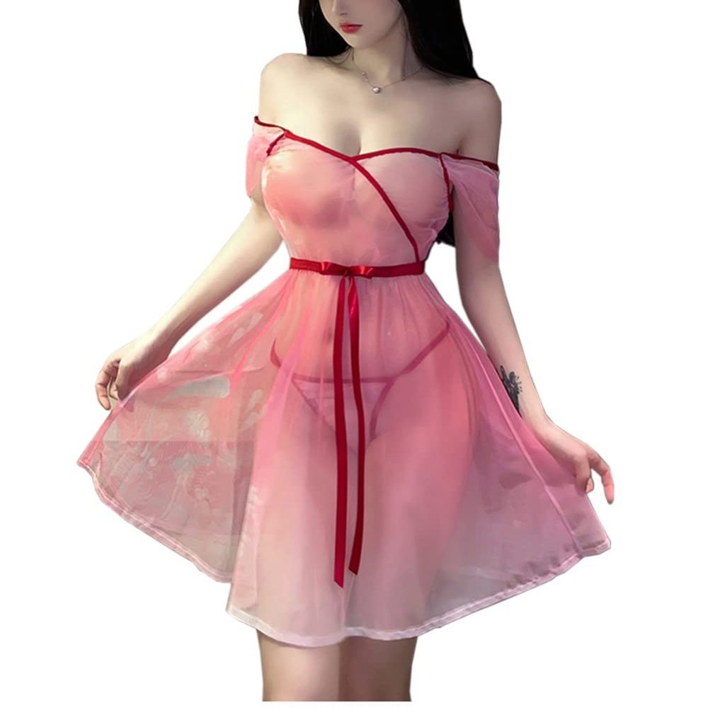 SINROYEE Sexy Anime Cosplay Costume Cheongsam High Split Dress Chinese Hanfu Pajamas For womens (Pink)