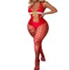 Aosora Bodysuit Lingerie Sexy Sparkle Babydoll Rhinestone Fishnets Mujer Para Sexo Exotico Hot Naughty Teddy for Women, Red-yd8810, One Size view 1