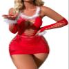 Aosora Bodysuit Lingerie Sexy Sparkle Babydoll Rhinestone Fishnets Mujer Para Sexo Exotico Hot Naughty Teddy for Women, Red-sd001, One Size view 1