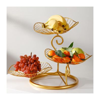 Fruit Bowls Fruit Tray Living Room Creative Modern Living Room Household Three-layer Fruit Tray Simple Iron Multi-layer Fruit Basket fruit basket (Color : A)