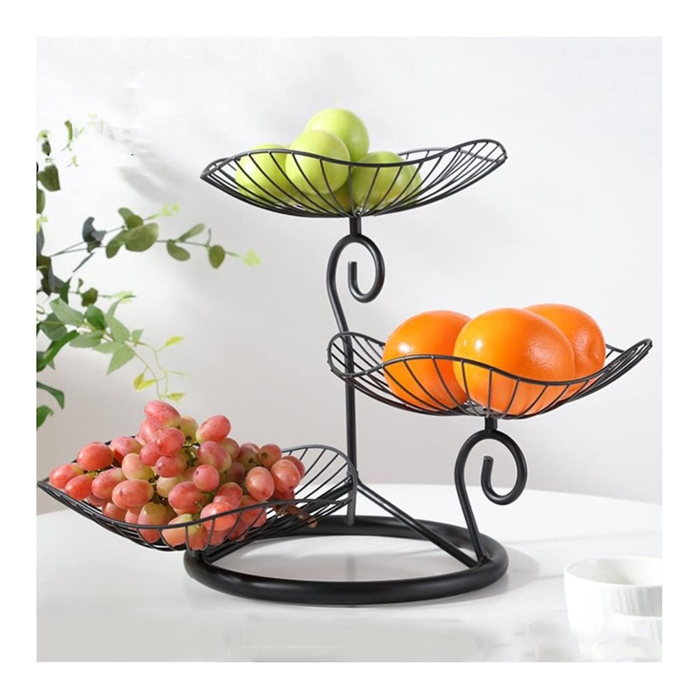 LUCBEI Fruit Bowls Fruit Tray Living Room Creative Modern Living Room Household Three-layer Fruit Tray Simple Iron Multi-layer Fruit Basket fruit basket (Color : B)