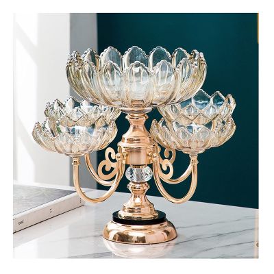 Fruit Bowls Glass Fruit Plate Nordic Home Living Room Coffee Table Creative Light Luxury Snacks Multi-layer Candy Plate fruit basket