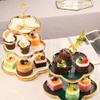 Fruit Bowls Three-tier Cake Stand Porcelain Dessert Plate Fruit Plate Creative Modern Fruit Plate Living Room Home fruit basket (Color : A) view 3