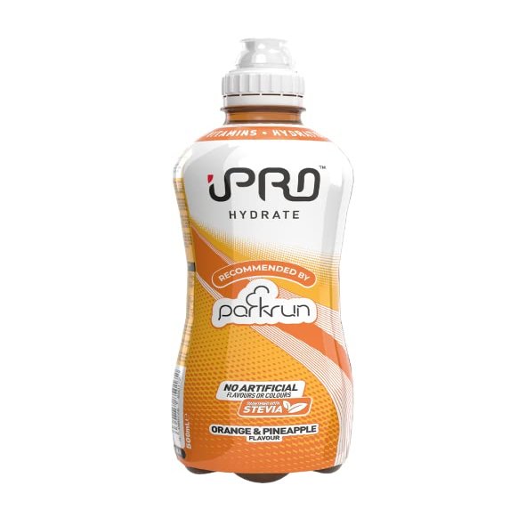 IPRO Hydrate - (12 x 500ml Bottles) Thirst-Quenchingly Healthy Hydration Drink, Placing Wellbeing At The Heart Of Its Chosen Ingredients. "Recommended By Park Run" (Orange & Pineapple)