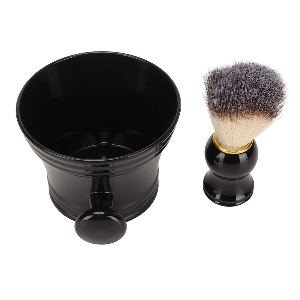 Shaving Brush Bowl, Men's Barber Shaving Brush Black Artificial Bristles