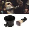 Shaving Brush Bowl, Men's Barber Shaving Brush Black Artificial Bristles view 2