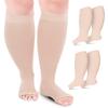 Compression Socks, Flight Socks for Women and Men. (2 Pairs) Plus Size, Wide Calf, Medical Compression Stockings. Knee High with Open Toe. Excellent Support, Helps with Varicose Veins. (Beige, 5XL) view 1