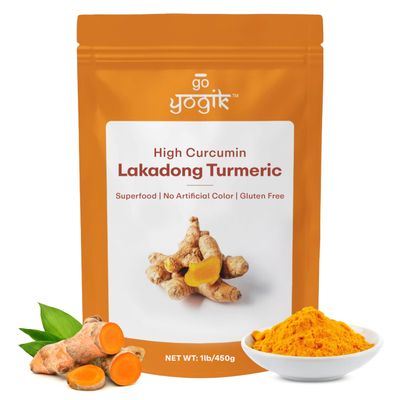 Go-Yogik Lakadong Turmeric Powder-450g, High Curcumin (7-9%) |Lab Tested, Traditionally Grown, Sun Dried, Stone Grounded-Himalaya Turmeric |Direct from India.