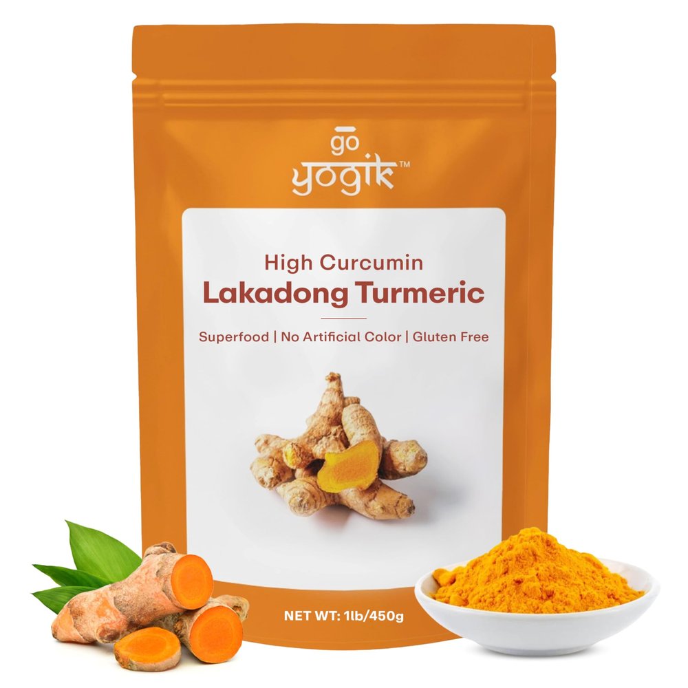 Go-Yogik Lakadong Turmeric Powder-450g, High Curcumin (7-9%) |Lab Tested, Traditionally Grown, Sun Dried, Stone Grounded-Himalaya Turmeric |Direct from India.