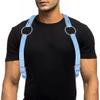 COSYDAYS Men Leather Chest Harness Belt Punk Body Shoulder Harness Ring Adjustable Buckle Straps Club Wear Costume, Blue view 1