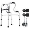 SEVEEZ Walking Frame With 2 Fixed Wheels, Lightweight Folding Mobility Frame Walker Height Adjustable Aluminium Elderly Walking Aid view 1