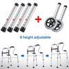 SEVEEZ Walking Frame With 2 Fixed Wheels, Lightweight Folding Mobility Frame Walker Height Adjustable Aluminium Elderly Walking Aid view 4