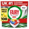 Fairy Platinum Plus All-in-1 108 Dishwasher Tablets, Lemon, Best Cleaning for a Like-New, Fights Grease & Prevents Limescale view 1