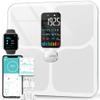 ABLEGRID Body Fat Scale,Digital Smart Bathroom Scale for Body Weight,Large Color Display Screen,16 Body Composition Metrics BMI,Water Weigh,Heart Rate,Baby Mode,400lb,Rechargeable (White) view 1