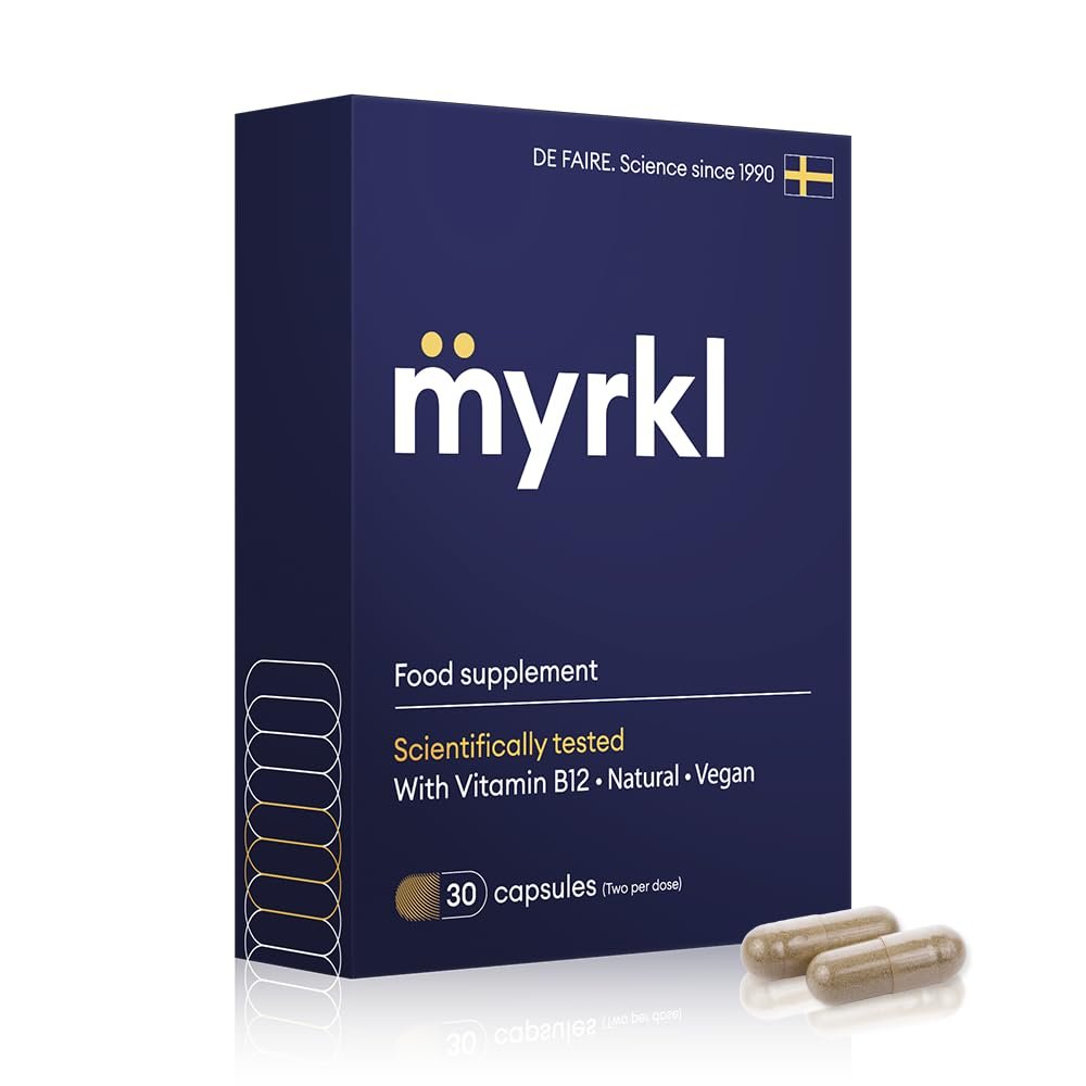 Myrkl, Unique Formula Helps Reduce Tiredness and Fatigue | Probiotics, L Cysteine, and Vitamin B12 Helps with Morning Energy | Food Supplement, Natural, Vegan, 30 Capsules