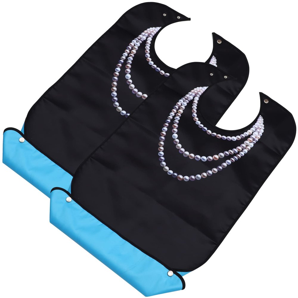 GLEAVI 2pcs Rice Water Towel for Elderly Adults Washable Bibs for Women Eating Cloth Decorative Design for Dining Protection