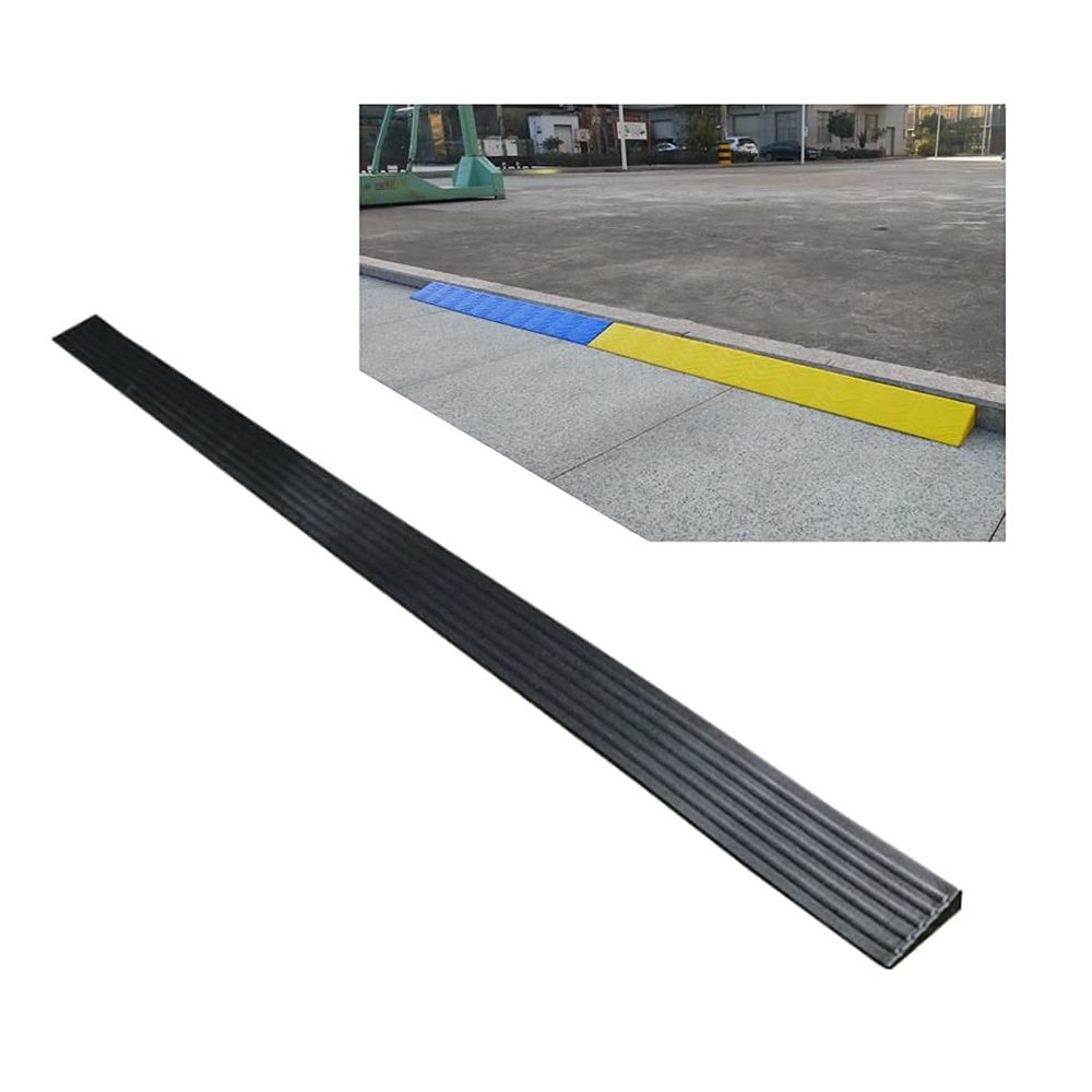 1/1.5 cm Solid Rubber Triangle Curb Ramps, Portable Indoor Wheelchair Threshold Ramp Indoor Step Pad Baby Carriage Troey Mat/Black/98X5X1.5Cm(38.6X2X0.6Inch)