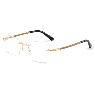 RICCIE Men's rimless pure titanium anti-blue reading glasses, aspheric tree HD resin lenses/anti-radiation magnifying lenses diopter +1.0 to +3.0,03,+2.5