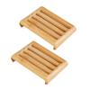 Cabilock 2Pcs Bamboo Soap Dish Self-Draining Holder Tray for Bathroom Kitchen for Bar Soaps Sponges view 1