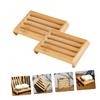 Cabilock 2Pcs Bamboo Soap Dish Self-Draining Holder Tray for Bathroom Kitchen for Bar Soaps Sponges view 2