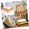 Cabilock 2Pcs Bamboo Soap Dish Self-Draining Holder Tray for Bathroom Kitchen for Bar Soaps Sponges view 4