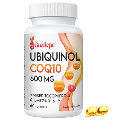 Ubiquinol CoQ10 600mg Softgels with Omega 3, 6, 9 & Vitamin E, 30 Servings Coenzyme Q10 (Active Antioxidant Form) for Higher Absorption, Heart & Energy Production, 60 Count(Pack of 1)