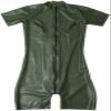 Latex Men's Catcuit with Nipple Zips, Army Green, Natural Rubber, Short Legs, Clothing Front Zip, Customised Jumpsuit,Blue,XXL view 1