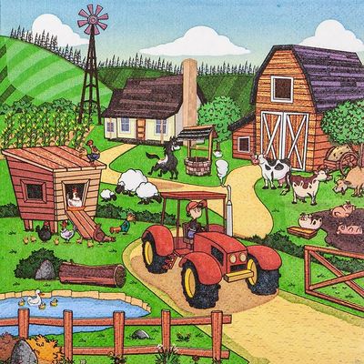 20 Napkins Animal Farm | Children | Farm | Boy | Girl | Table Decoration | Decoupage | Napkin Technology 33 x 33 cm