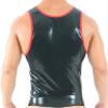 Latex Vest Shirts with Round Collar Zip Front Rubber Clothing Tank Top, Black with Red, Men's,White with Red,Male XS view 2