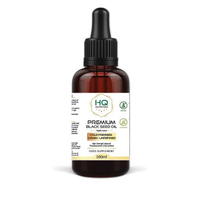 Pure Virgin Cold Pressed Premium Black Seed Oil High TQ 5% 100ml | Extracted from Nigella Sativa | HQ Nutrition