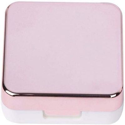Aeromdale Contact Lens Kit Case Lens Storage Box Container Holder with Tiny Mirror Tweezers Applicator and Solution Bottle for Travel - Rose Golden