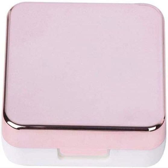 Aeromdale Contact Lens Kit Case Lens Storage Box Container Holder with Tiny Mirror Tweezers Applicator and Solution Bottle for Travel - Rose Golden
