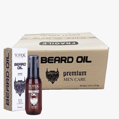 Totex Premium Beard & Moustache Serum Oil 75ml Pack of 48  Professional Anti-Dandruff Beard Conditioner, Nourishing Mens Grooming Oil for Softening, Hydrating, Strengthening & Wholesale Bulk Supply