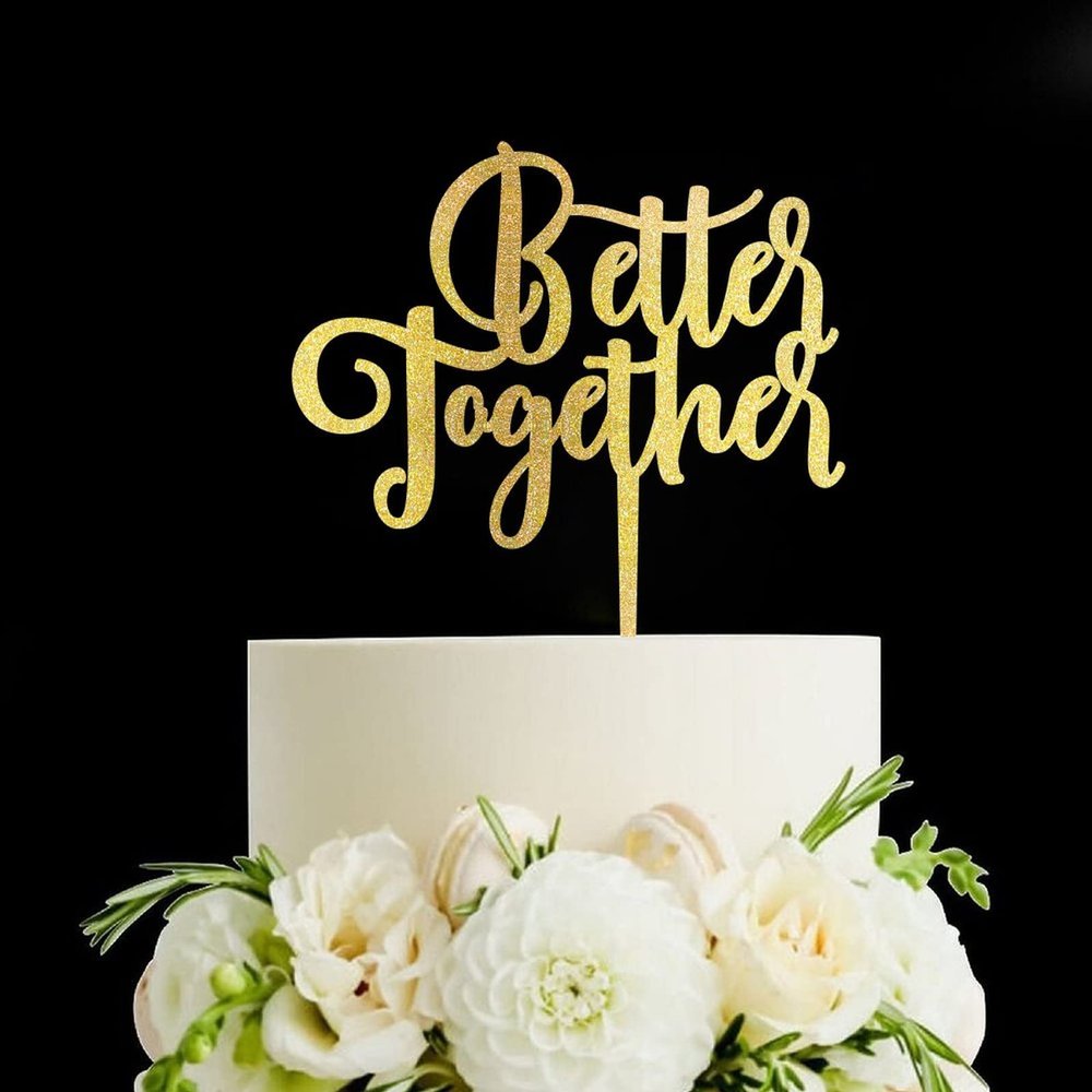 Better Together Wedding Cake Topper, Vow Renewal Cake Topper, Elegant Anniversary Cake Topper, Unique Gift for Wedding Engagement Anniversary, Gold