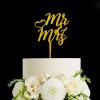 Mr & Mrs Cake Topper, Wedding Cake Topper ,Rehearsal Cake Topper,Anniversary Cake Topper,Best Wedding Party Supplies (Mr & Mrs), Gold view 1
