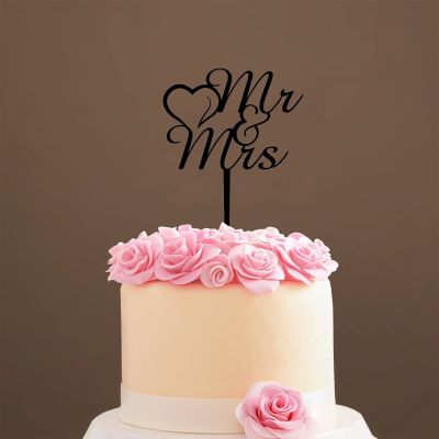Mr & Mrs Cake Topper, Mr&Mrs Wedding Cake Topper ,Rehearsal Cake Topper,Best Wedding Party Supplies (Mr & Mrs), Acrylic Black