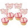 Gyufise 24Pcs Happy Galentine's Day Cupcake Toppers Rose Gold Glitter Sweet Love Valentine Cupcake Picks Valentine's Day Theme Birthday Party Cake Decorations Supplies view 1