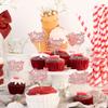 Gyufise 24Pcs Happy Galentine's Day Cupcake Toppers Rose Gold Glitter Sweet Love Valentine Cupcake Picks Valentine's Day Theme Birthday Party Cake Decorations Supplies view 4