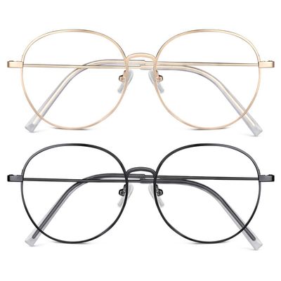 ACWOO Blue Light Blocking Glasses, 2 Pack Anti Blue Light Gaming Computer Glasses, Anti Glare Headache Eyes Strain Lightweight Clear Reading Glasses, Round Fashion Vintage Glasses for Women & Men