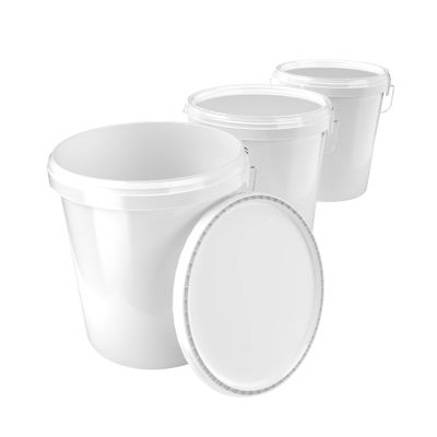 3 x buckets with lid, 16 litres, food-safe, airtight and stable, empty bucket with handle and closure, lid made of PP material, suitable for food, chemistry, wall, paint, washing powder, adhesives