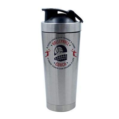 500ml Aluminium Shaker Bottle for Supplement Shakes - Easy Clean, Durable Cup Best Coach Gift, Volleyball Coach Gift, A Good Coach Can Change a Life, Christmas, Volleyball Game Gift. (Silver)