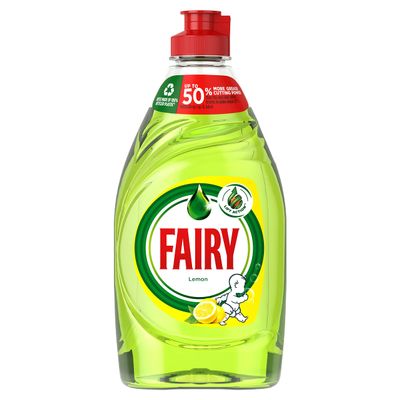 Fairy Lemon Washing Up Liquid with LiftAction. No Soaking, No Grease, No Fuss & Gentle On Your Skin (320 ML x 10)
